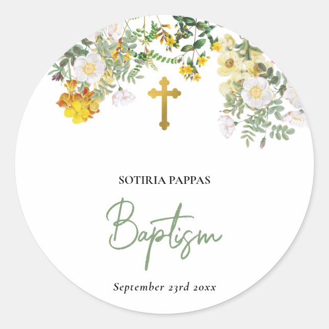 Christening Baptism Favor Boy Girl Classic Round Sticker (Front)