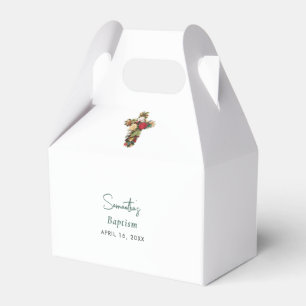 Christening Baptism Floral Cross Boy Girl Favor Boxes