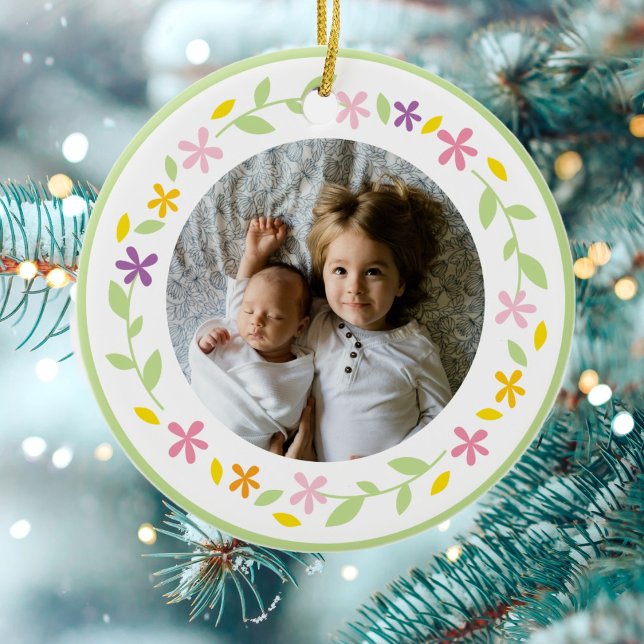 Christening Baptism Gender Neutral Baby Photo Ceramic Ornament (Creator Uploaded)