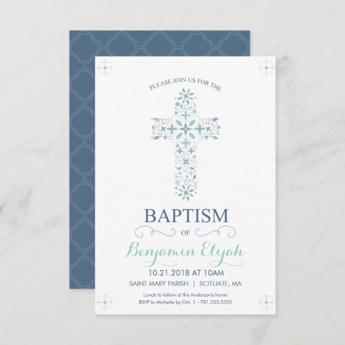 Christening Baptism Invitation _ Baby Boy Invite