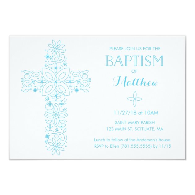 Christening, Baptism Invitation - Blue Cross