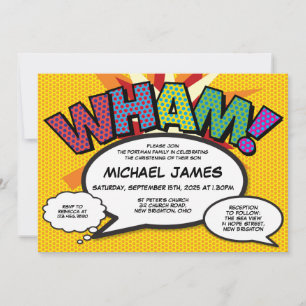 Christening Baptism Modern Fun Comic Book Invitation