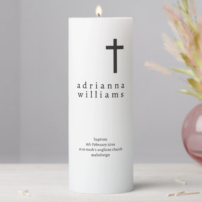 Christening / Baptism – Personalised Pillar Candle (In Situ)