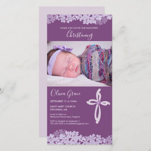 Christening Baptism Photo Invitation Card _ Girl