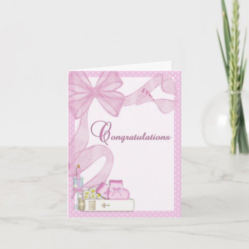 Christening Baptism Pink Congratulations Card