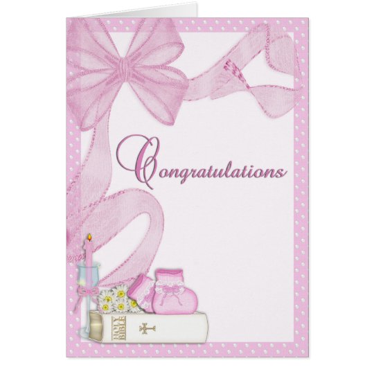 Christening Baptism Pink Congratulations Card