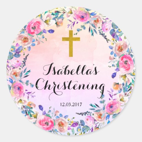 Christening Baptism Sticker _ Gold cross