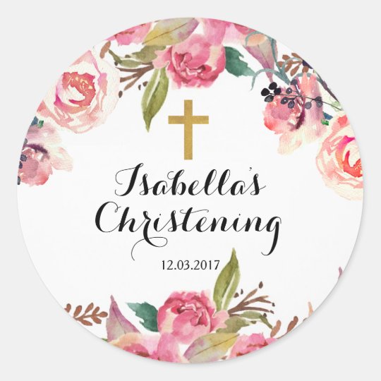 christening baptism sticker gold cross zazzlecom