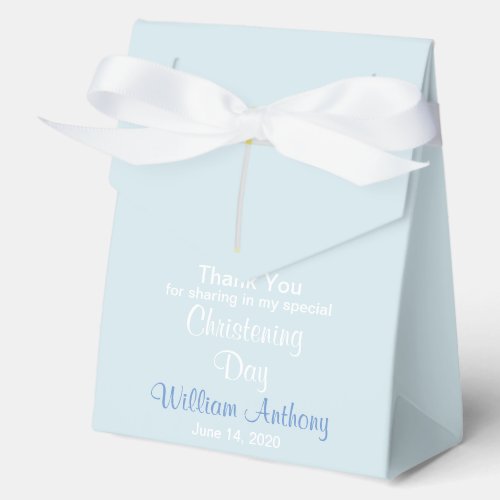 Christening Boy Blue Gray Thank You  Favor Boxes