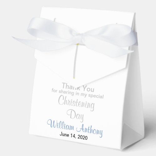 Christening Boy Blue White Thank You Favor Boxes