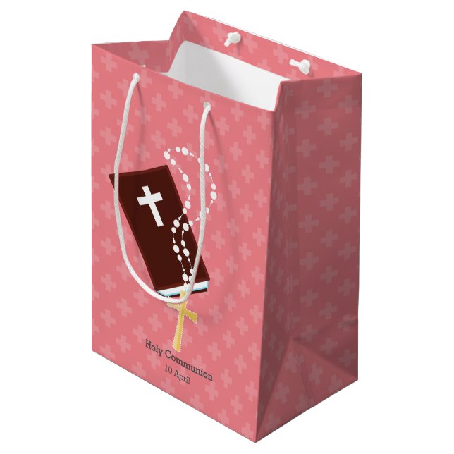 Christening * choose background color medium gift bag (Front Angled)