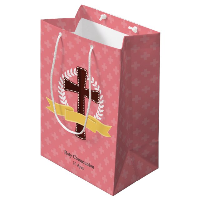 Christening * choose background color medium gift bag (Front Angled)