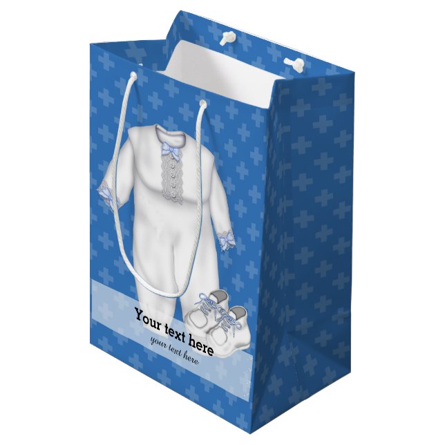 Christening * choose background color medium gift bag (Front Angled)