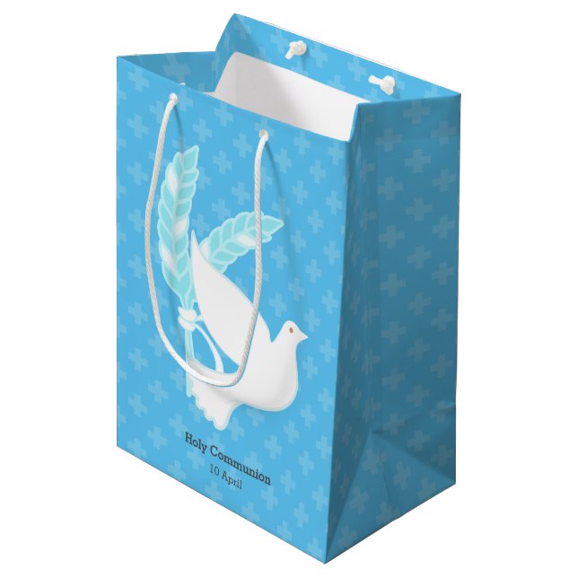 Christening * choose background color medium gift bag (Front Angled)
