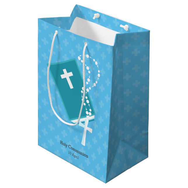 Christening * choose background color medium gift bag (Front Angled)