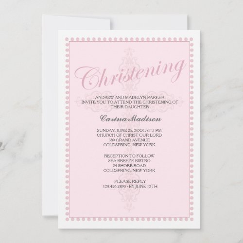 Christening Cross Pink Invitation