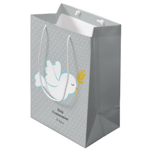 Christening dove * choose background color medium gift bag