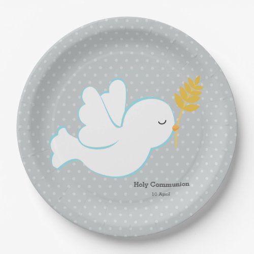 Christening dove  choose background color paper plates