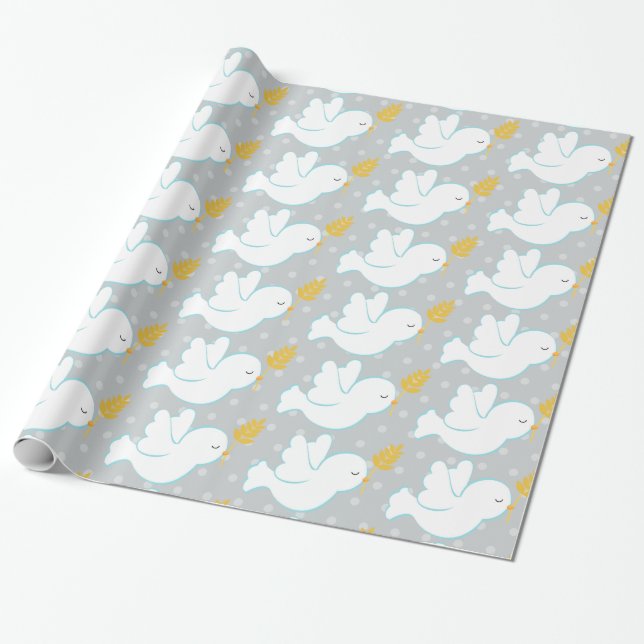 Christening Dove Wrapping Paper (Unrolled)