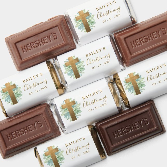 Christening, Elegant Greenery with Gold Cross Hershey's Miniatures (Assorted)