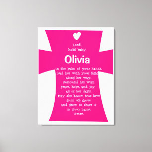 Christening Gift for Girl: Personalized Prayer Canvas Print