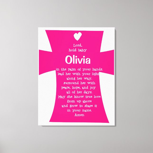 Christening Gift for Girl: Personalized Prayer Canvas Print (Front)