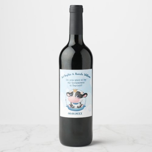 Christening Gift for Godparents Wine Label
