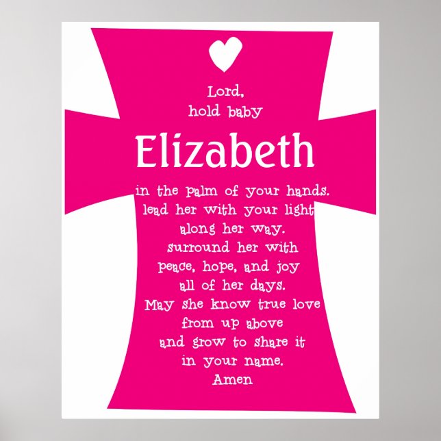 Christening Gift- Personalized Prayer Poster GIRL (Front)