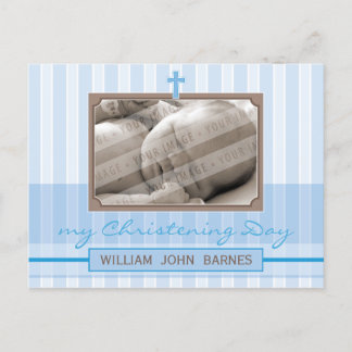 CHRISTENING INVITATION :: stylish stripe 1 Postcard