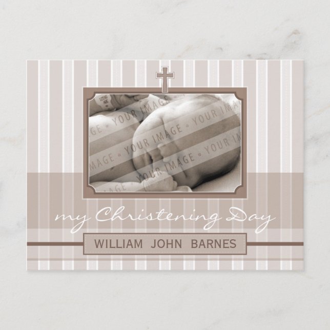CHRISTENING INVITATION :: stylish stripe 2 Postcard (Front)