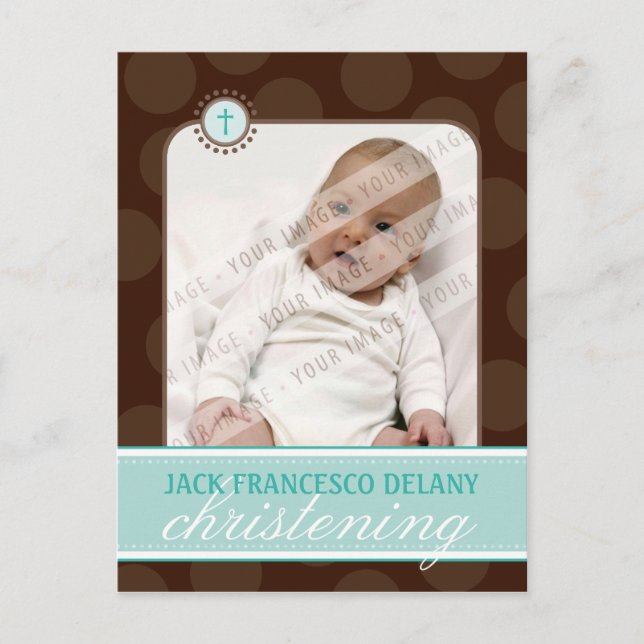 CHRISTENING INVITE :: polka dot - jade green (Front)