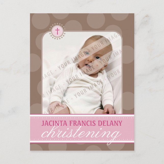 CHRISTENING INVITE :: polka dot - pink (Front)