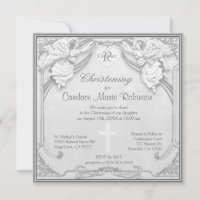 Christening - Monogram and Cross Invitation