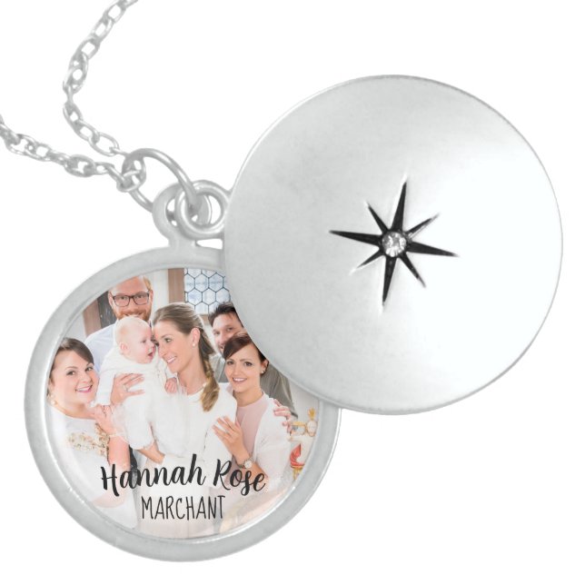 Christening Name and Photo Locket Necklace (Front)