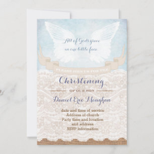 Christening Party Cards for Boy, shabby style
