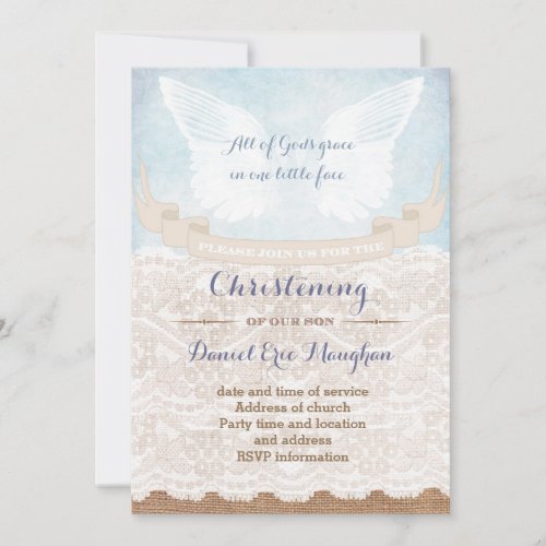 Christening Party Cards for Boy shabby style