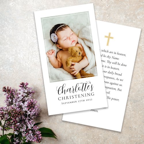 Christening Photo Keepsake Prayer Card