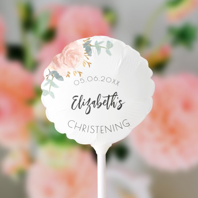Christening rose gold blush flowers eucalyptus balloon (Creator Uploaded)