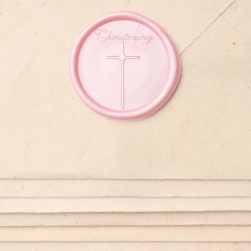 Christening Script Simple Cross  Wax Seal Sticker