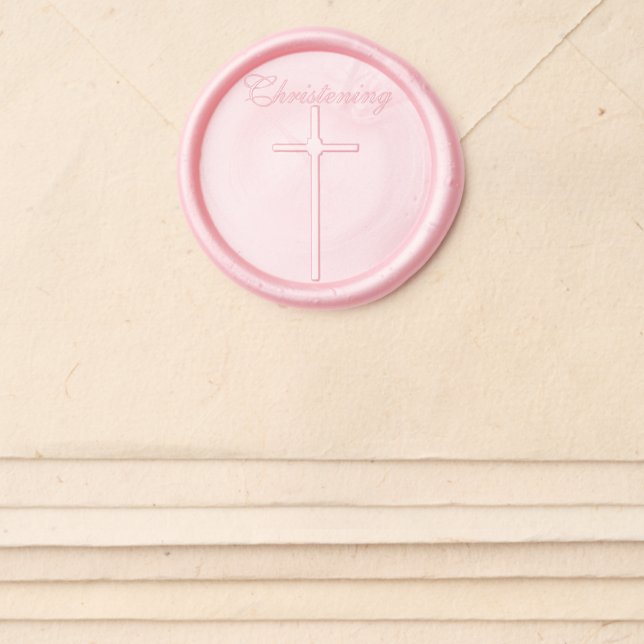 Christening Script Simple Cross  Wax Seal Sticker (Front)