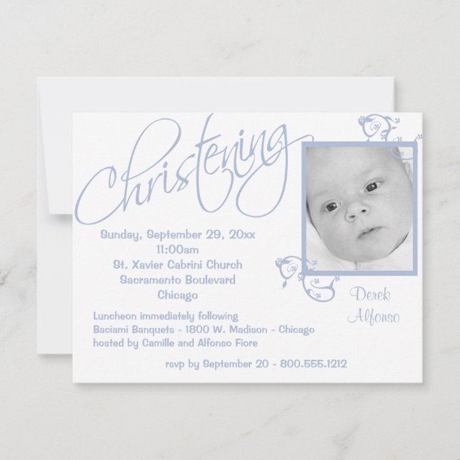 Christening Scroll For Baby Boy Invitation (Front)