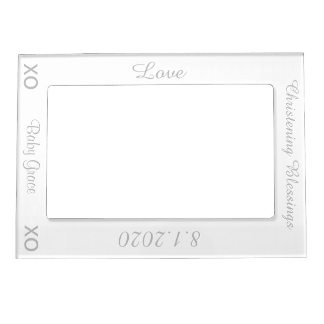 Christening Silver Photo Vertical Magnetic Frame (Front)