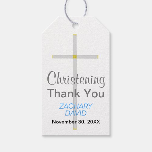 Christening Thank You Silver Cross Blue    Gift Tags