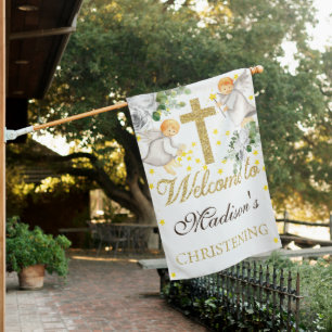 Christening Welcome Personalized Gender Neutral House Flag