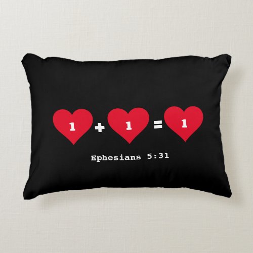 Christian 1 PLUS 1 EQUALS 1 Couples Accent Pillow