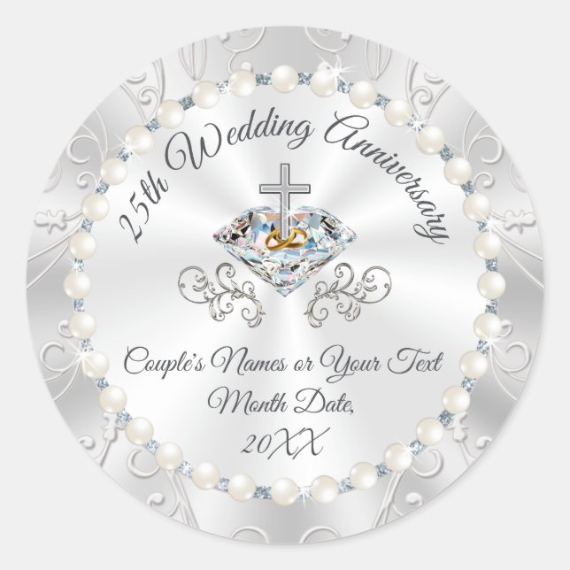 Christian 25th Anniversary Stickers for Envelopes (Front)