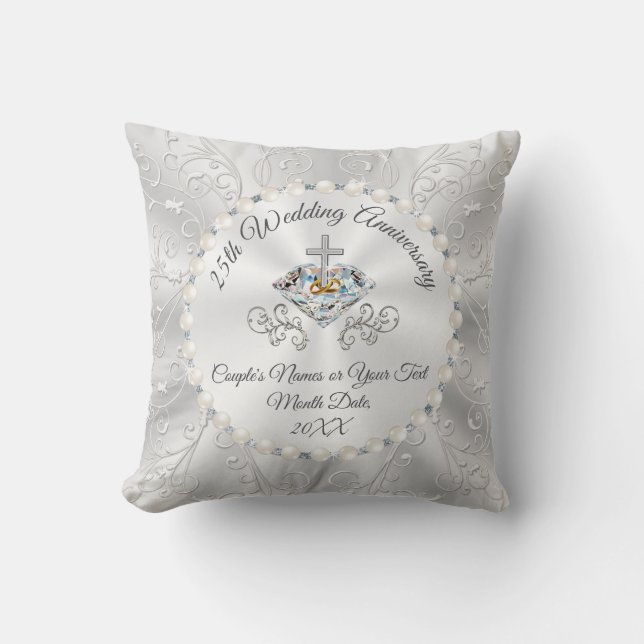 Christian 25th Marriage Anniversary Gift Ideas, Throw Pillow (Front)