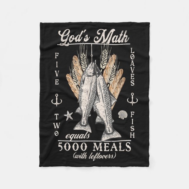 Christian 2 Fishes 5 Breads 5000 Against  Fleece Blanket (Front)