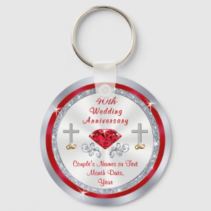 Christian 40th Wedding Anniversary Party Favors Keychain