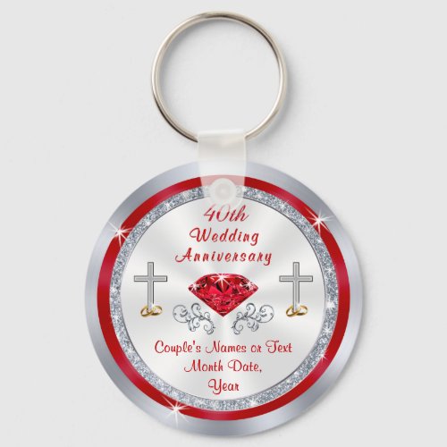 Christian 40th Wedding Anniversary Party Favors Keychain